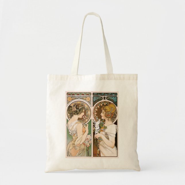 Tote Bag Primroses et plume, Mucha (Devant)