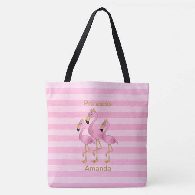 Tote Bag Princess Flamants roses roses - Personnaliser (Devant)