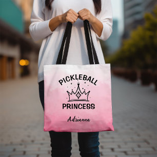 Tote Bag Princesse de Pickleball Rose Ombré avec Couronne