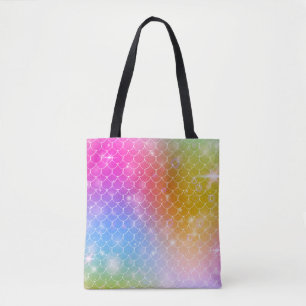 Tote Bag Princesse mermaid avec patte d'écailles arc-en-cie