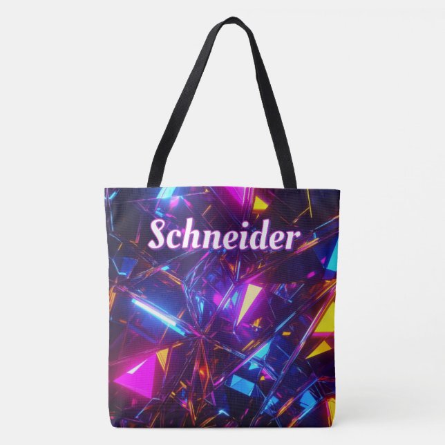 Tote Bag Prison de néon futuriste personnalisé Nom personna (Devant)