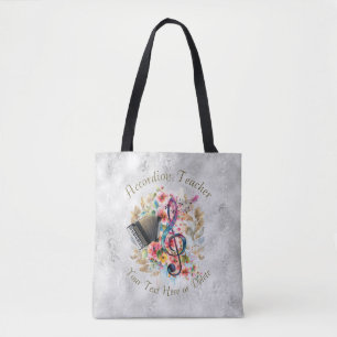 Tote Bag Professeur d'Accordéon Personnalisé Coloré Musical