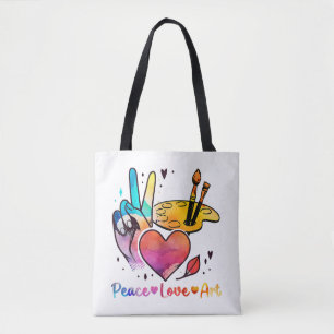 Tote Bag Professeur D'Art Peace Love Art Pour Artistes Et P