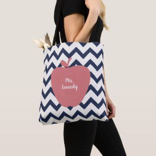 Tote Bag Professeur de corail de Chevron Apple de marine