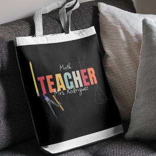 Tote Bag Professeur de mathématiques personnalisé Noir