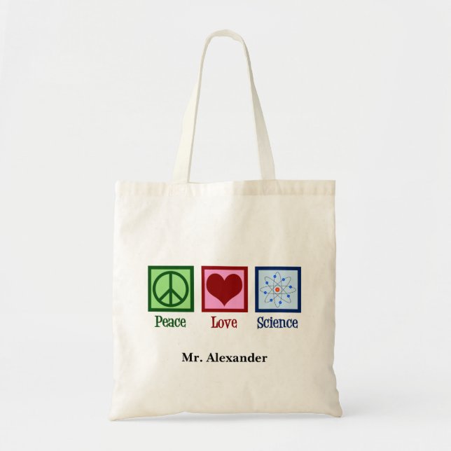 Tote Bag Professeur de science Peace Love personnalisé (Devant)