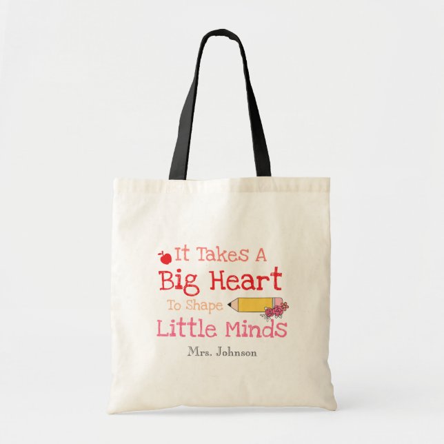 Tote Bag Professeur dire qu'il faut un grand coeur (Devant)