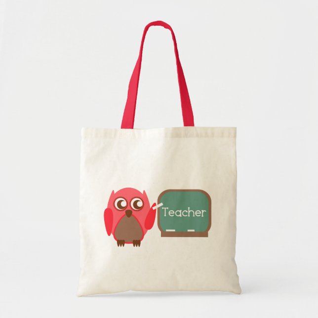 Tote Bag Professeur rouge de hibou au tableau (Devant)