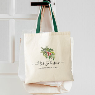 Tote Bag Professeurs de verdure aquarelle de Noël
