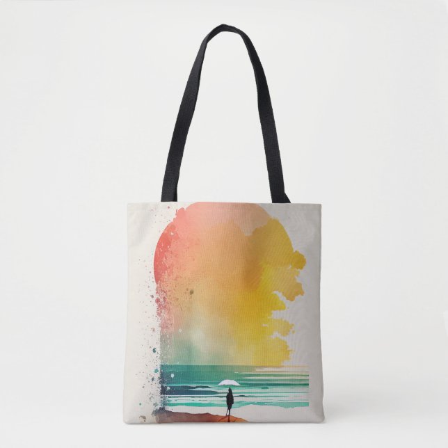 Tote Bag Promenade dans les Waves Abstrait Beach Art (Devant)
