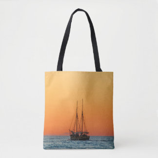 Tote Bag Promenade en bateau à coucher de soleil