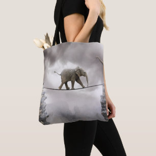 Tote Bag Promenades d'éléphant de bébé Tightrope
