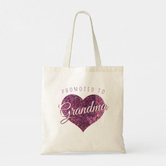 Tote Bag Promoted to Great Grandma 3 Photo Faux Glitter