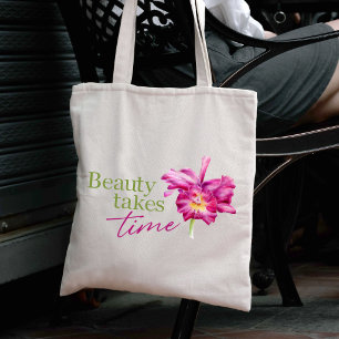 Tote Bag Promotion de beauté orchidée rose personnalisée aq