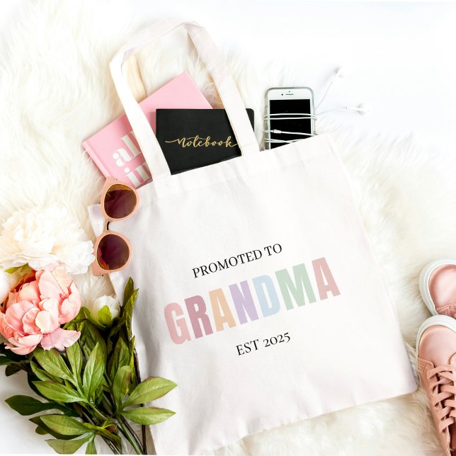 Tote Bag Promu à Grand-mère EST 2025 | Cadeau Pastel (Créateur téléchargé)
