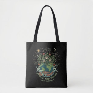 Tote Bag "Protégeons notre planète" Floral Vintage Artistiq