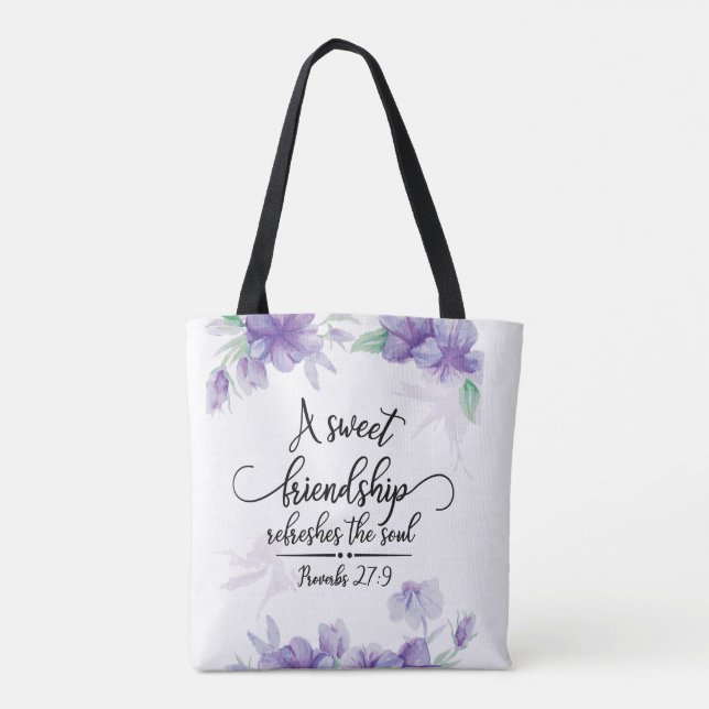 Tote Bag Proverbes 27:9 L'amitié douce rafraîchit l'âme (Dos)