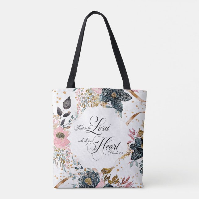 Tote Bag Proverbes 3:5 Confiance dans le Seigneur Bible Ver (Dos)