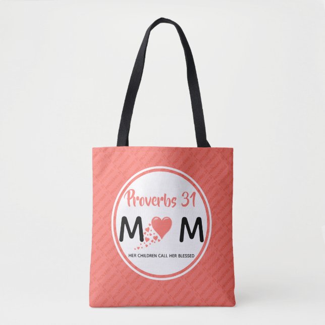 Tote Bag PROVERBS 31 Fête des mères Anniversaire Corail (Devant)