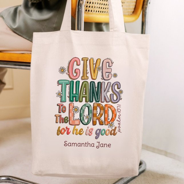 Tote Bag Psaume 107:1 Remercie le Seigneur pour son bien (Créateur téléchargé)