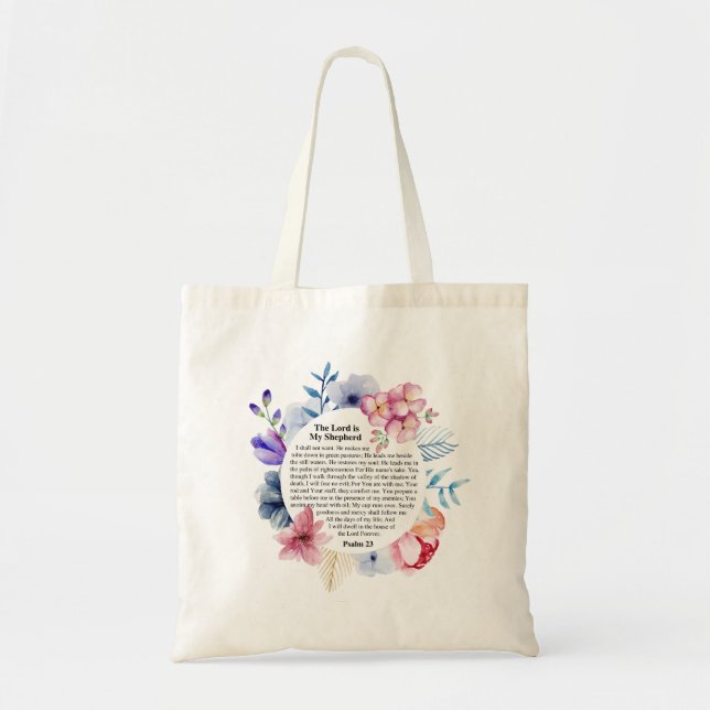 Tote Bag Psaume 23 NKJV Le Seigneur est Mon Pasteur (Devant)