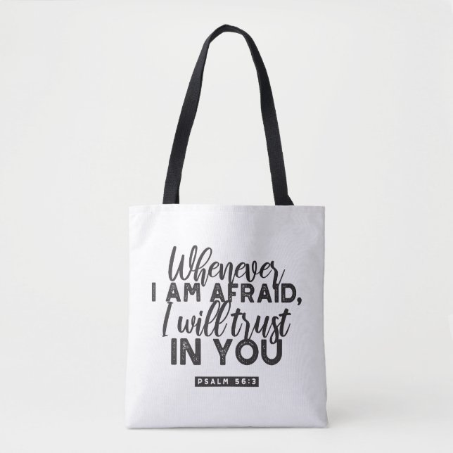 Tote Bag Psaume 56:3 Bible Verse Art "Je ferai confiance en (Devant)