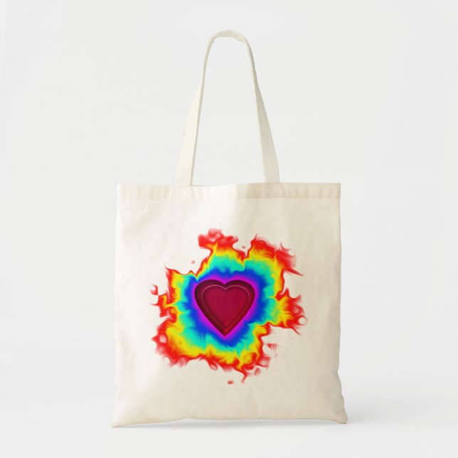 Tote Bag Psychédélique Aura double coeur (Devant)