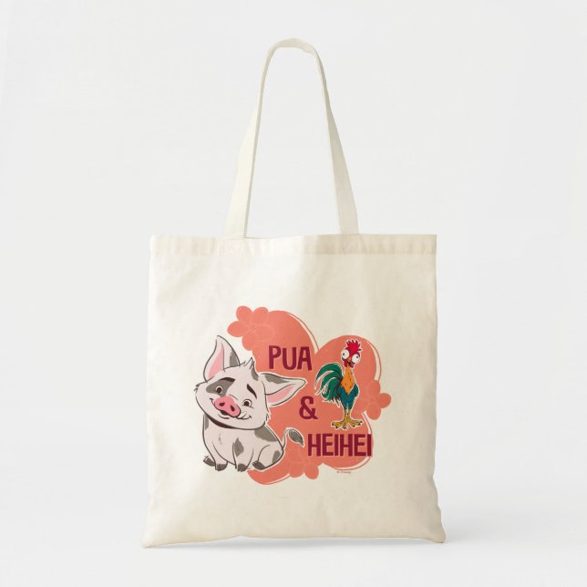 Tote Bag Pua & Heihei Nom floral Graphique (Devant)