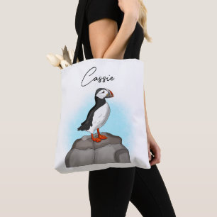 Tote Bag Puffin à main fine personnalisé