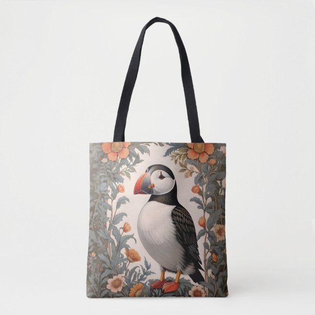 Tote Bag Puffin Atlantique William Morris Inspiré Floral (Devant)