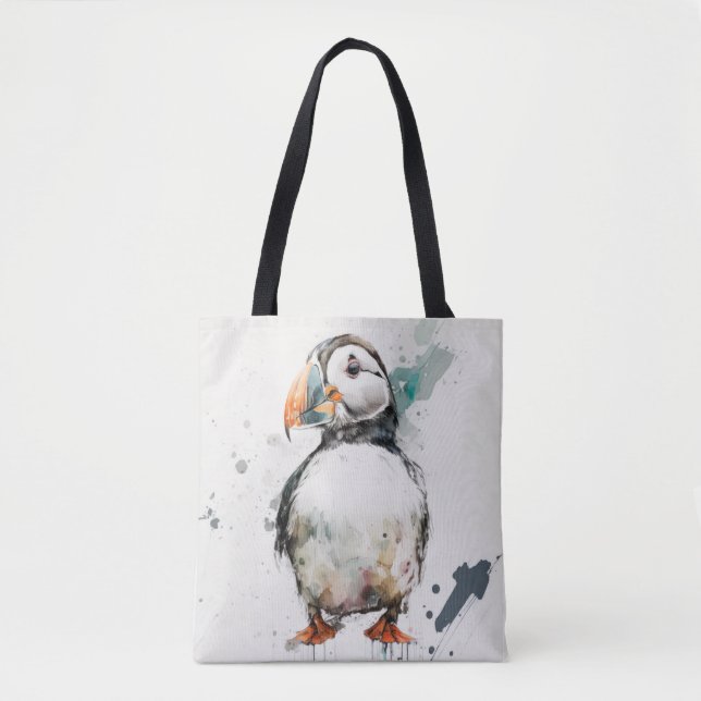 Tote Bag Puffin Bird Portrait Animal Peinture Faune Gratuit (Devant)
