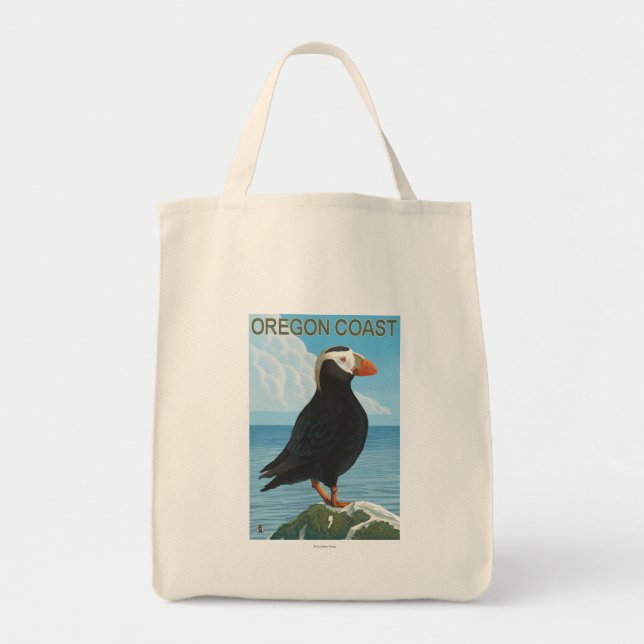 Tote Bag Puffin touffé de la côte de l'Oregon (Devant)