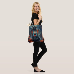 Tote Bag Pug à moto Halloween effrayant