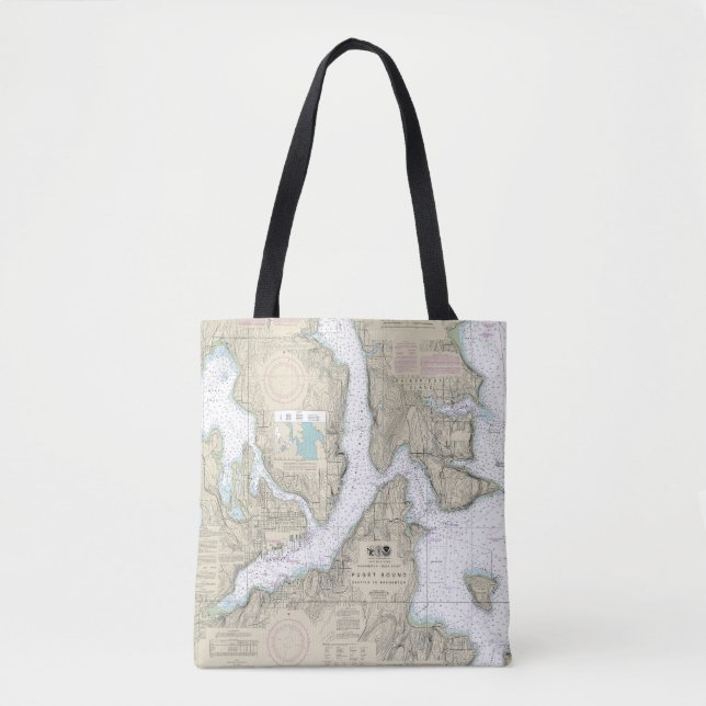 Tote Bag Puget Sound Seattle to Bremerton Carte Nautique (Devant)