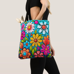 Tote Bag Puissance de fleur hippie de printemps rétro