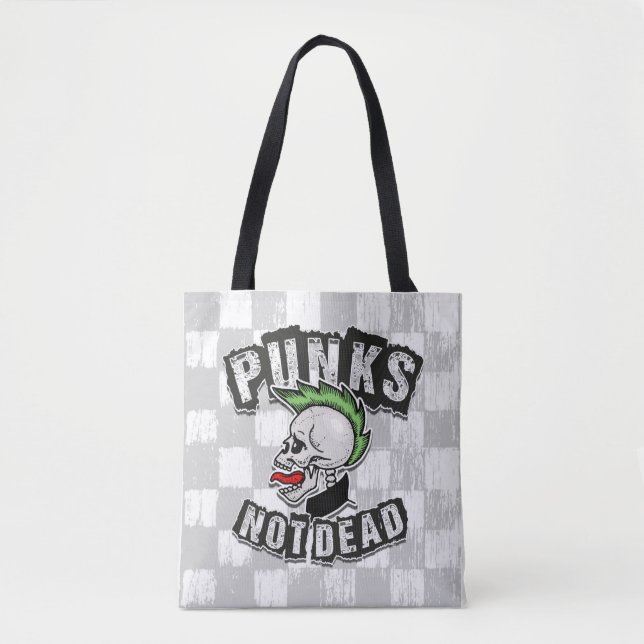 Tote Bag Punks pas mort crâne Mohawk Punk Rock Rocker (Devant)