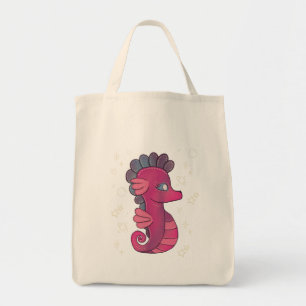 Tote Bag Punky Seahorse Hippocampe Rose Mignon