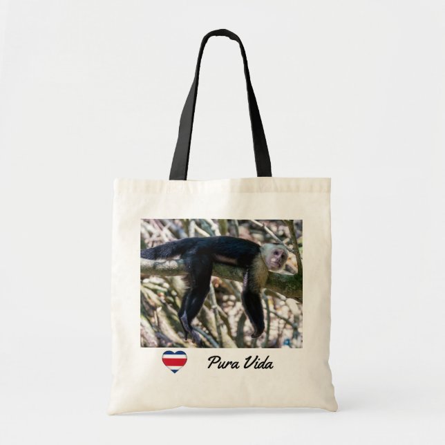 Tote Bag Pura vida pour singe capucin à visage blanc (Devant)