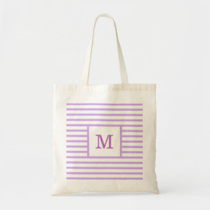 Tote Bag Purple and White Stripes Custom Monogram