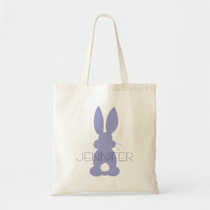 Tote Bag Purple Bunny Silhouette Pâques Personnalisé