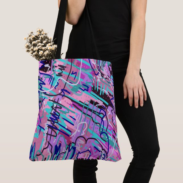 Tote Bag Purple Dream Expressive Impression Abstraite (De près)