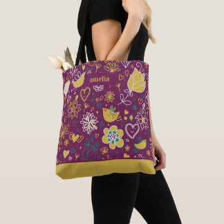 Tote Bag Purple et Gold Whimsy