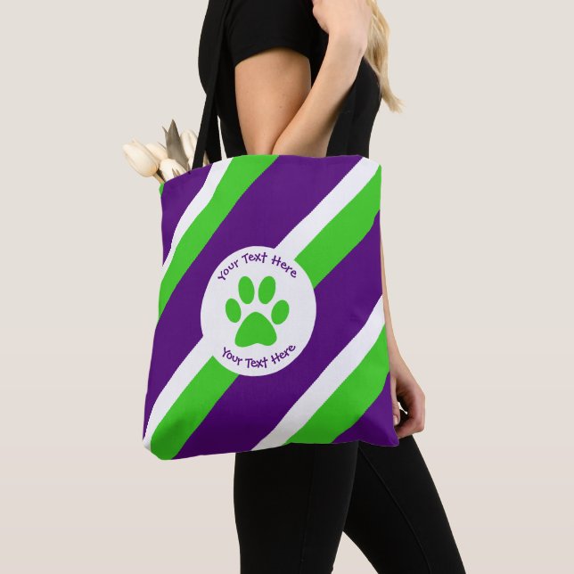 Tote Bag [Purple et vert] Grandes bandes (De près)