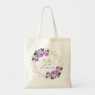 Tote Bag Purple Floral Mer Elegant Parties scintillant or g