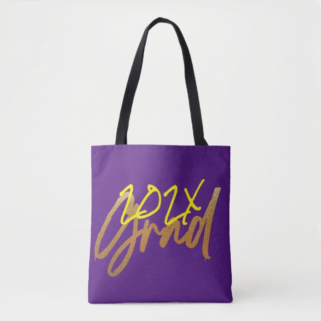 Tote Bag Purple Jaune Or Huile Grad Année Chic (Devant)