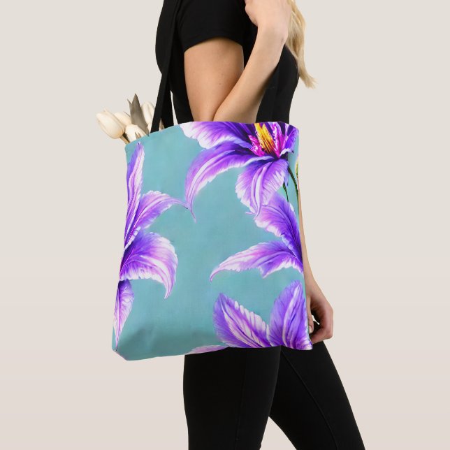 Tote Bag Purple Lilly du Motif de la Vallée (De près)