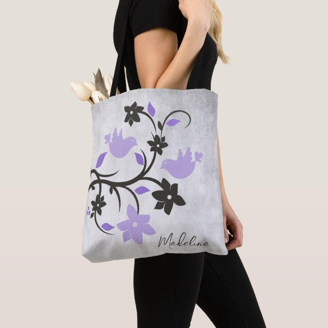 Tote Bag Purple Lovebirds Fourre-tout (De près)