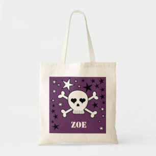 Tote Bag Purple Personnalisable Maigre Crossbone Crâne et é