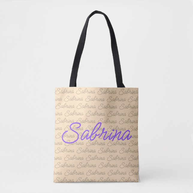 Tote Bag Purple Sabrina Signature Nom Motif (Devant)