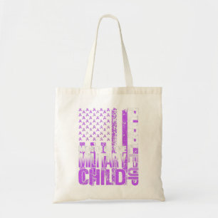 Tote Bag Purple Up Militaire Mois Enfant USA Drapeau T-shir